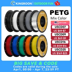 KINGROON PETG 3D Printer Filament 1.75mm 5KG 10KG Mix Color 3D Printing Material 1kg/roll petg Plastic For FDM 3dprinter