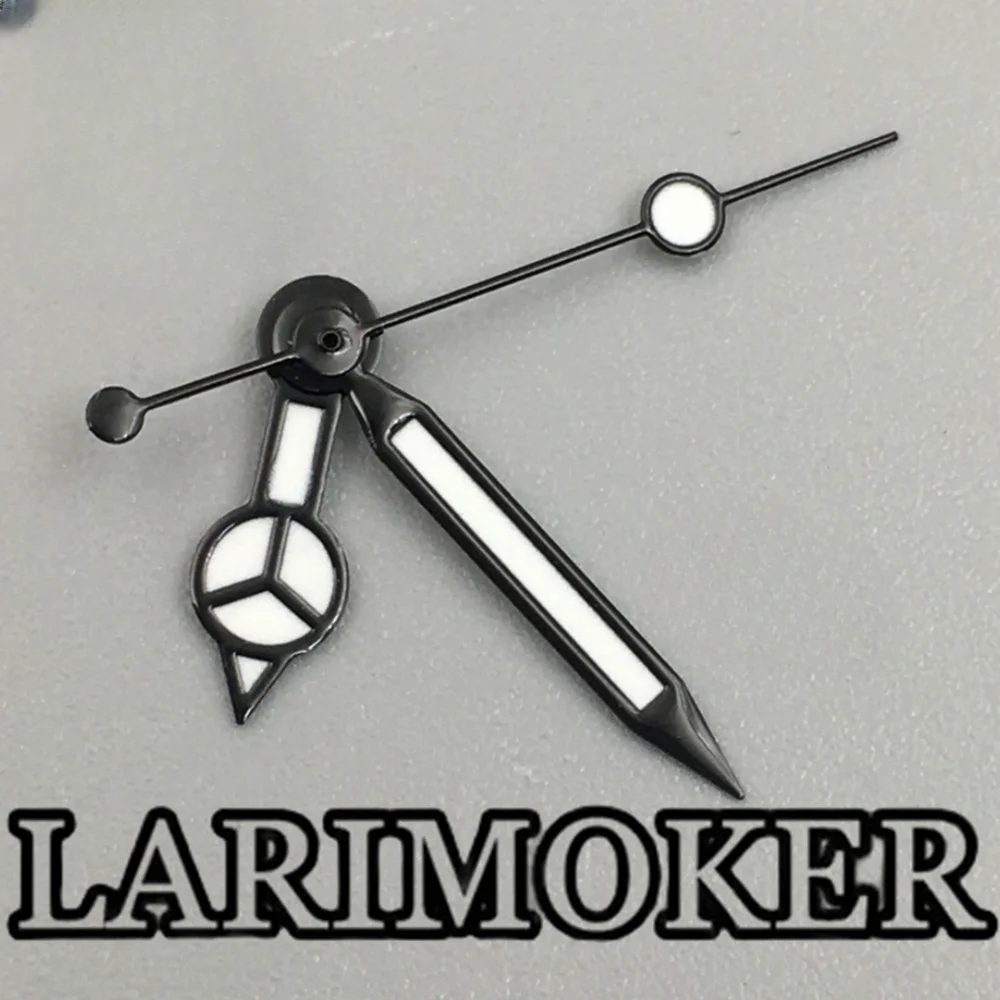 LARIMOKER GMT ساعة الأيدي الأسود الفضة الذهب ارتفع الذهب GMT اليد مجموعة مع C3 الأخضر مضيئة صالح روندا 515 ساعة يد تعمل بالحركة جزء