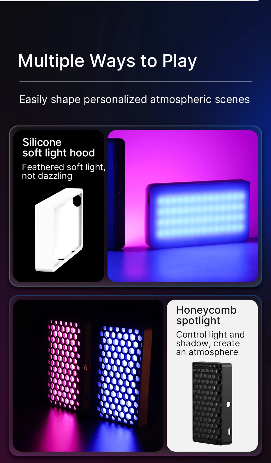 Ulanzi lt002 7 Zoll Tasche füllen Licht RGB Voll farbe LED Panel Licht Cri 95 Fotografie Kamera Licht kreative Szene – Detail 14
