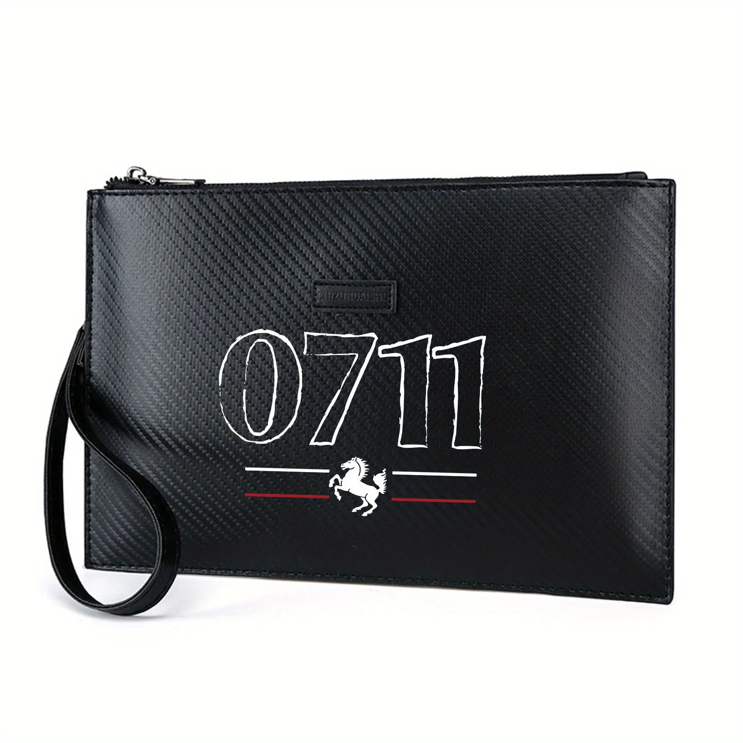 أرقام خطوط الحصان خلفية سوداء بيضاء أنيقة مطبوعة حقيبة يد رجالية من البولي يوريثان عصرية وعملية للحمل اليومي