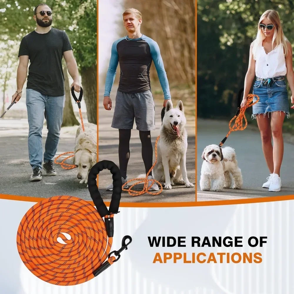 Reflective Dog Leash,Double Heavy Duty Traction Rope - with Comfortable Padded Handle  for Strong Dogs - Enhance Safety,Contr