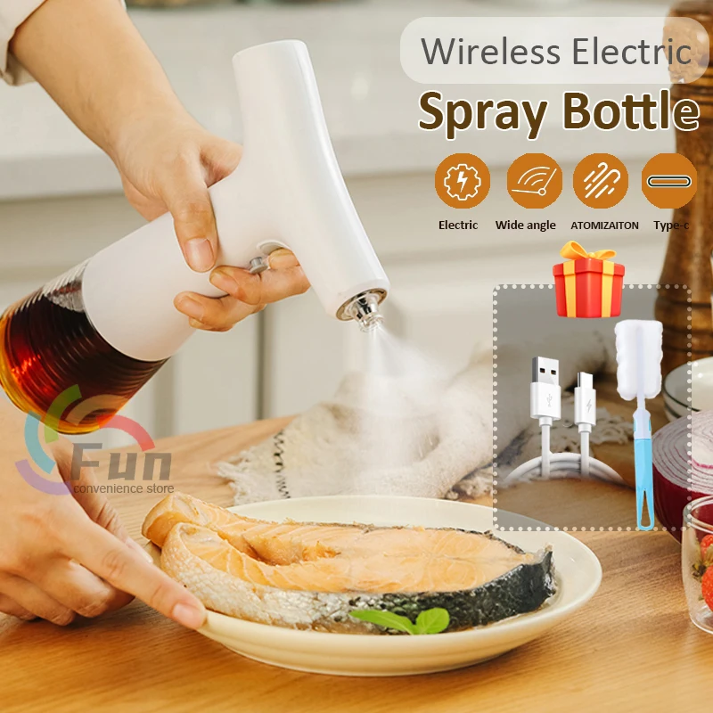 

Electric Spray Oil Sprayer Wireless Charging Olive Oil Spray Oil Bottle Barbecue Oil cruet With Cleaning Brush Kitchen Utensils