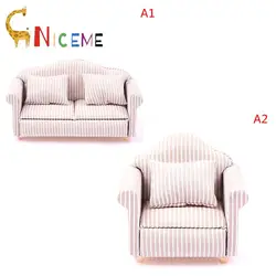 1:12 Mini Furniture Sofa with Pillow For Dollhouse Kids Pretend Play DIY Decor