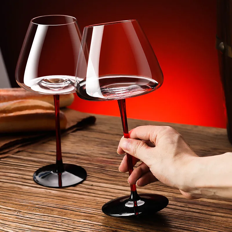 Goblet Wine Glass Handmade Red Wine Glass Ultra-Thin Crystal Burgundy Bordeaux Goblet Art Big Belly Tasting Cup