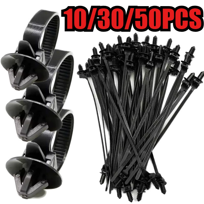 10/30/50PCS Automotive Nylon Threaded Head Cable Tie Cable Fixing Storage Carabiner Tie Automotive Accessories