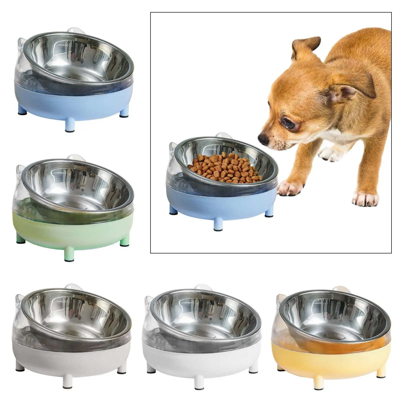 15° Tilted Elevated Cat Bowls Water Bowls Cat Feeder Bowl Dispenser Raised Dish