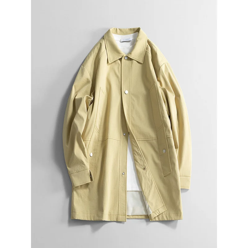 

GIOIOMen's duster, весна и осень, новый стиль, отложной воротник, свободный повседневный плащ средней длины, куртка