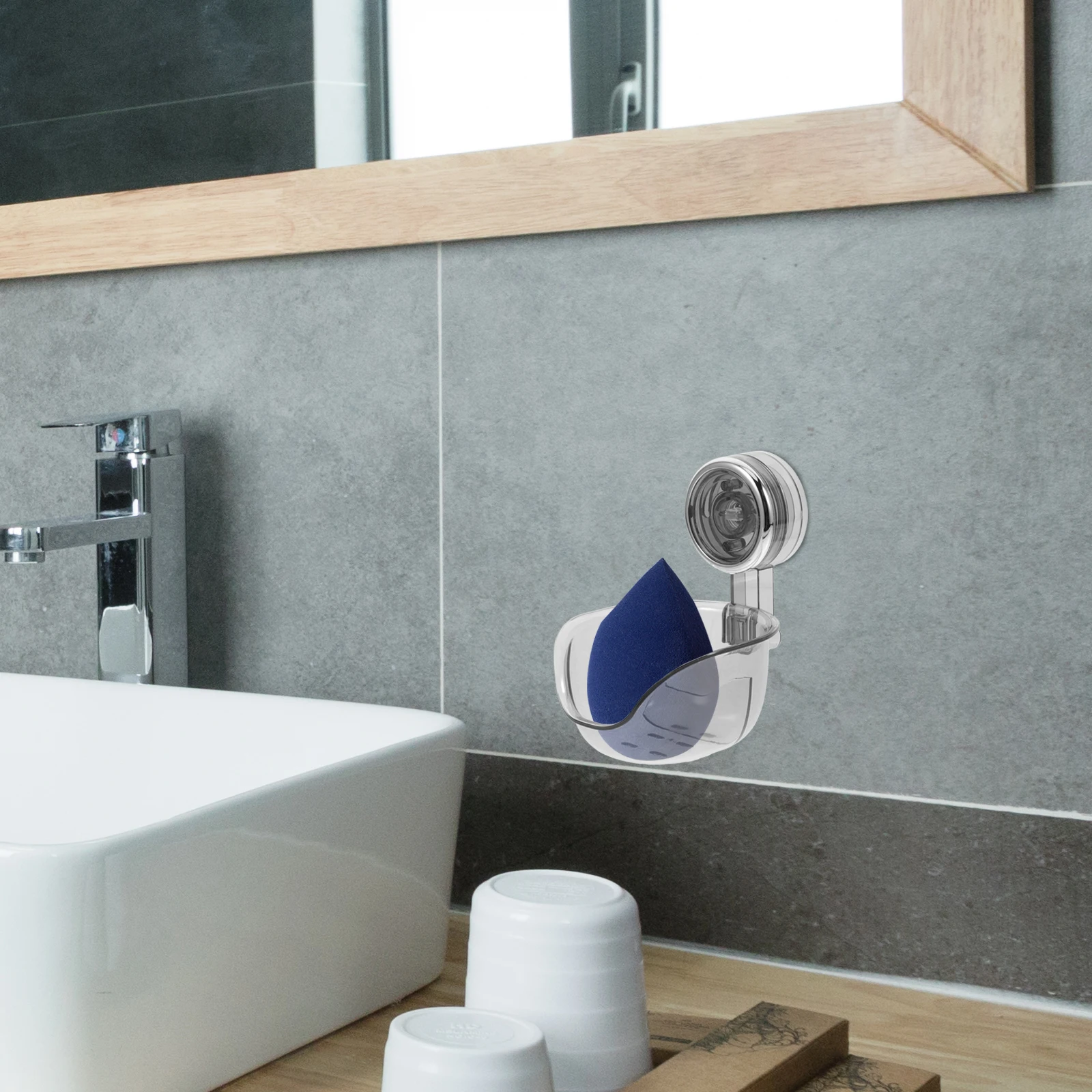 

Suction Cup Soap Dish Holder For Shower Bathroom No Drilling Makeup Sponge Stand Modern Design Detachable Easy Clean Non