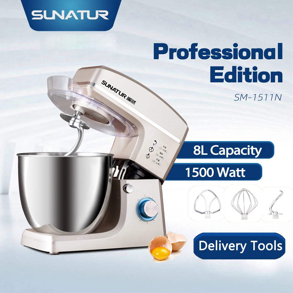 SUNATUR Electric Kitchen Blender Machine: Stand Mixer with Planetary Beater Automatic Mix Support for Dough Efficient Processor