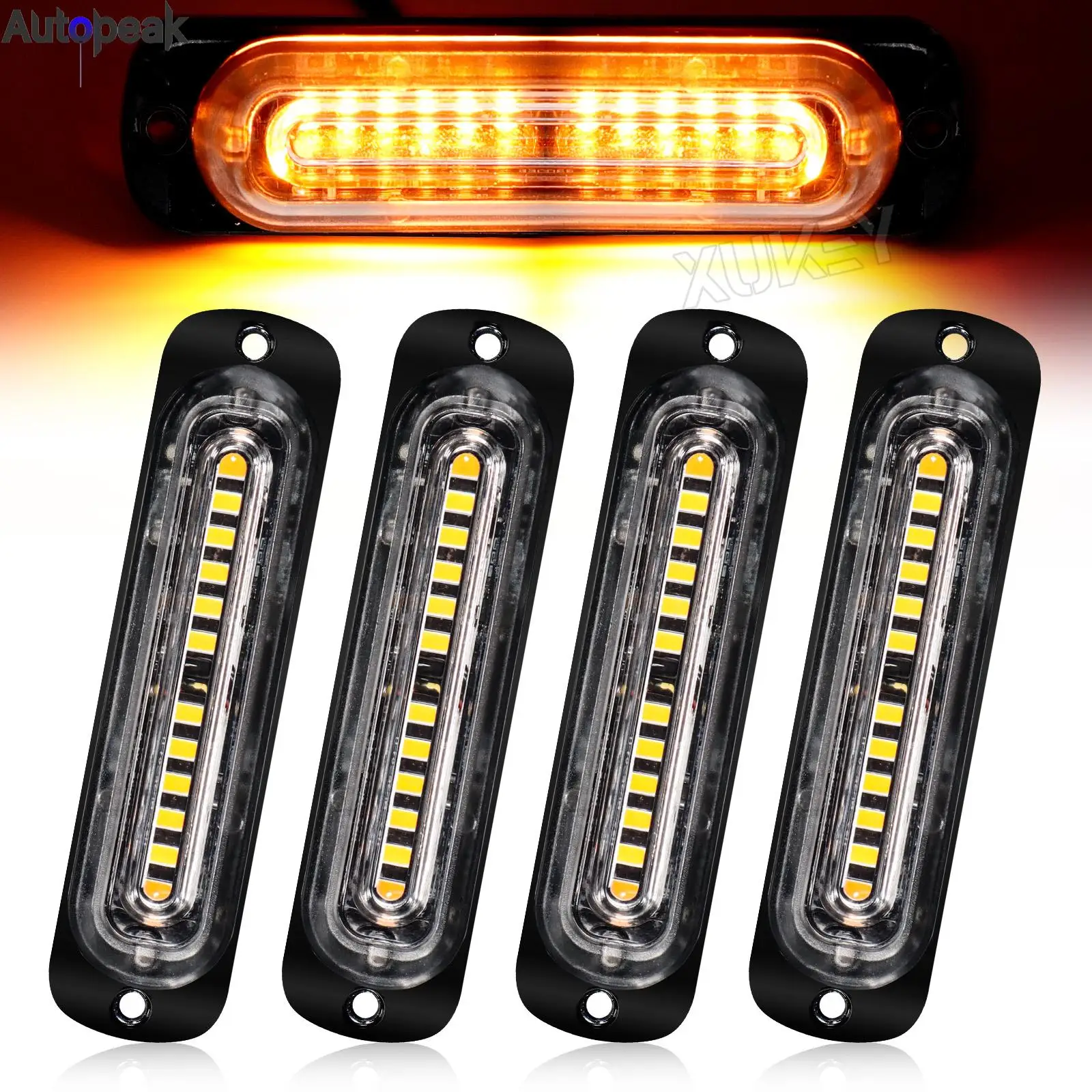 

4x 12LED Strobe Warning Grille Grill Hazard Flash Light bar Car Truck PIckup SUV Beacon Lamp Amber Yellow Orange Traffic 12V 24V