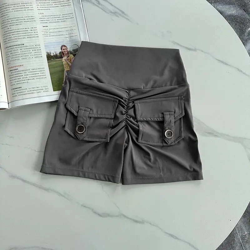 Yoga-Shorts für Damen mit Tasche, gerafftem Po, Gym-Leggings, hohe Taille, Push-Up-Strumpfhose, sexy Booty-Sportshorts, Fitness – Detail 11