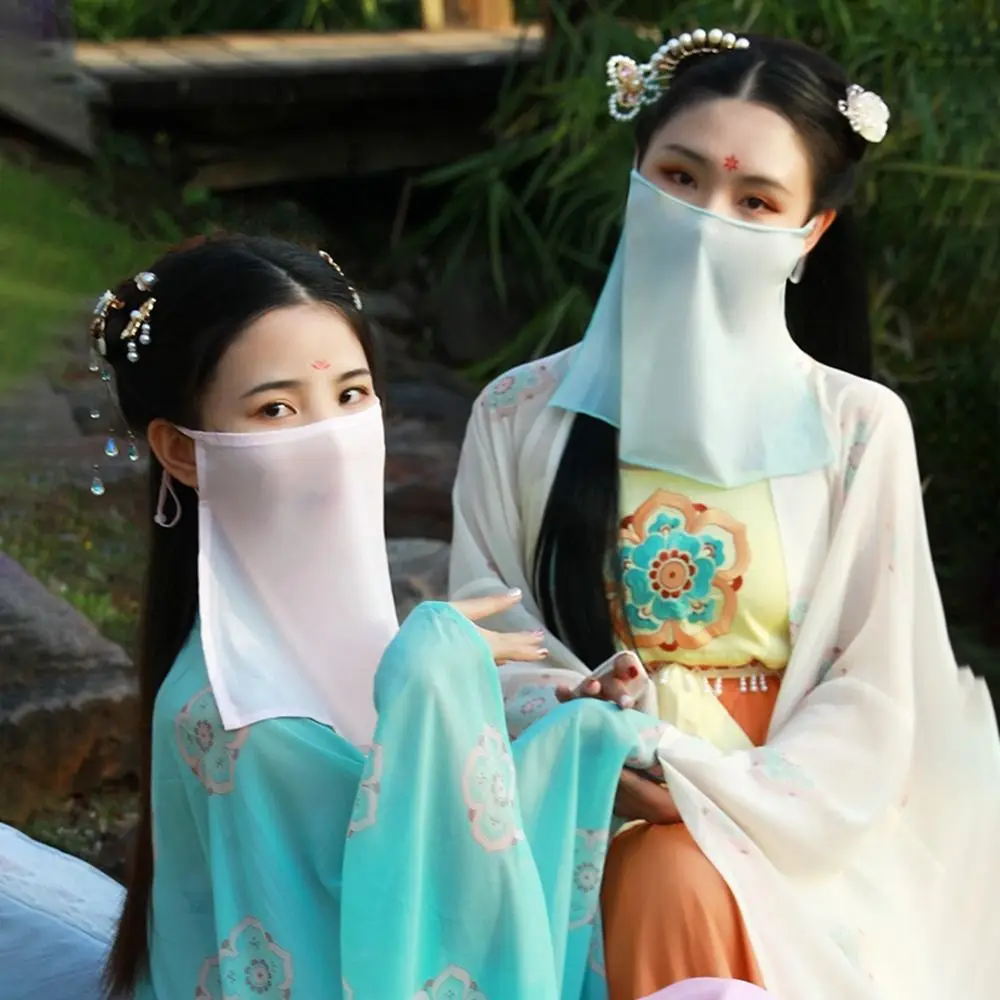 الوجه وشاح الوجه درع واقية من الشمس قناع شبكة الصينية Hanfu اكسسوارات الوجه تغطي Hanfu الوجه الحجاب قناع القديمة