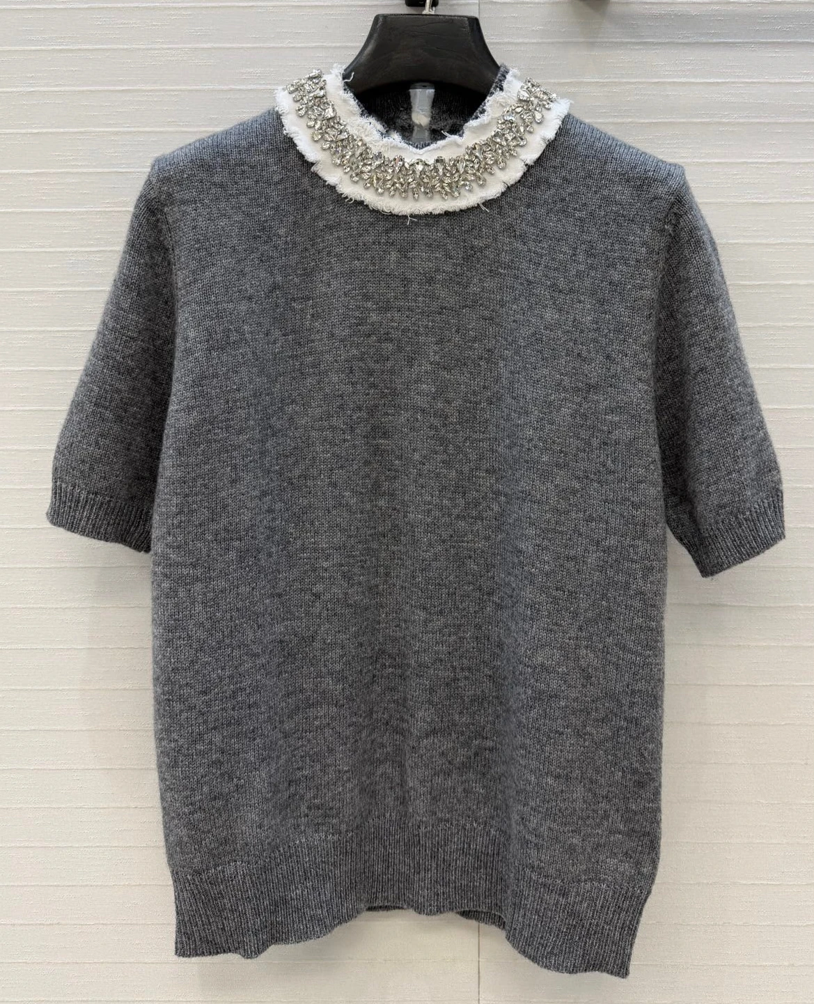 27SS knitted short sleeve tee top short sleeve O neck brand clothing designer lady for women