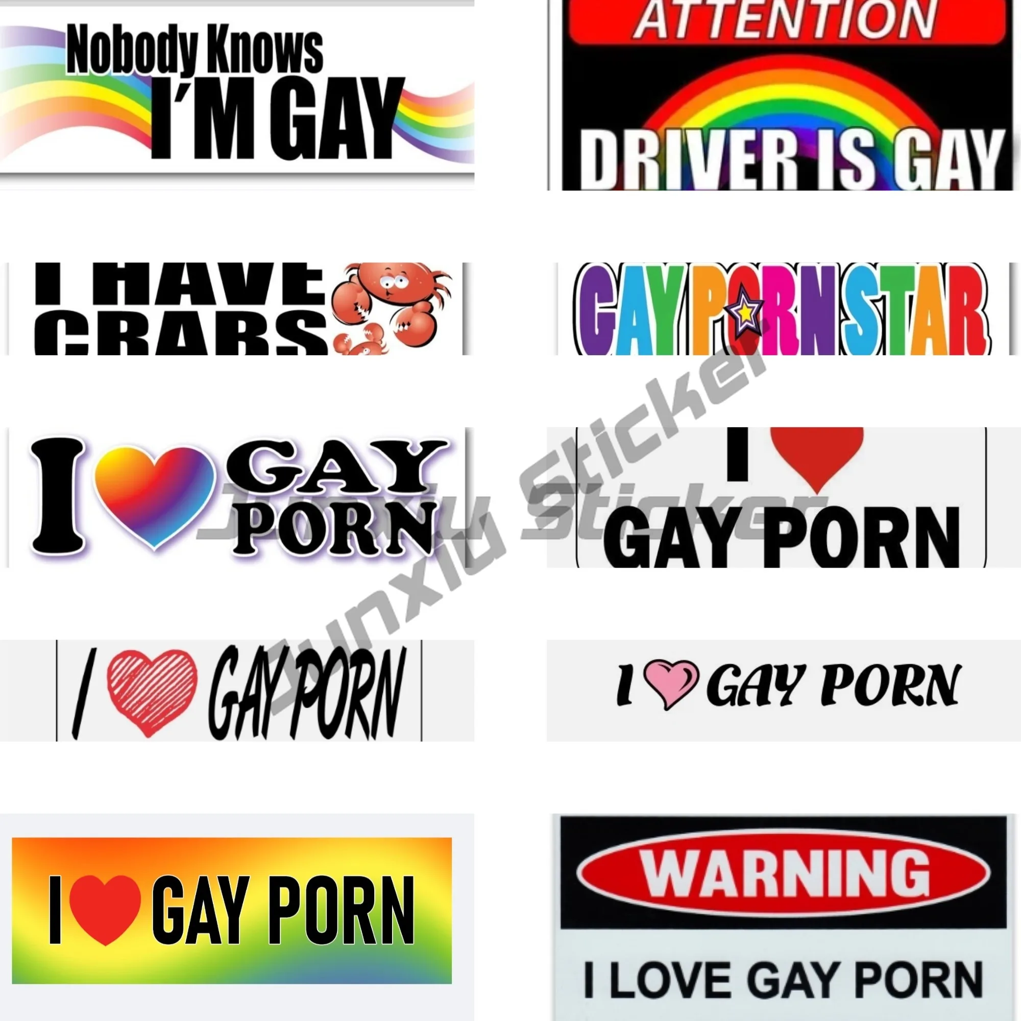 I Love Gay Porn Rainbow Car Stickers Creative LGBT Waterproof Truck Auto Window Bumper Fuel Tank Funny Body Styling Vinyl Decals