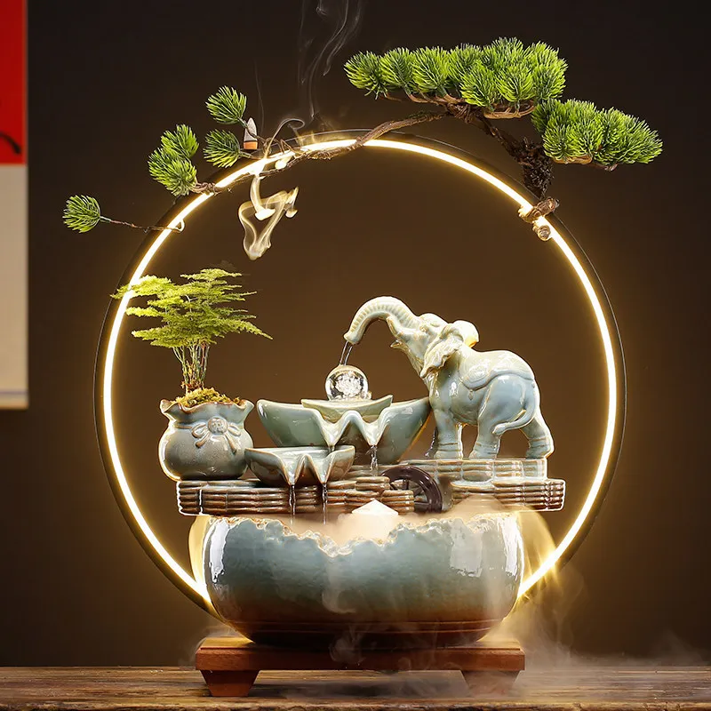 Creative flowing water ornament Chinese living room high-end ornament humidification office tea table decoration housewarming