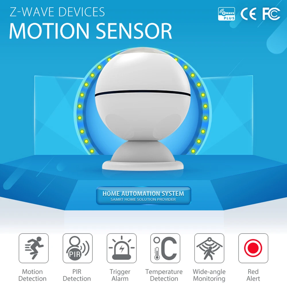 NEO COOLCAM สมาร์ท Z-wave Plus PIR Motion Sensor เครื่องตรวจจับเซ็นเซอร์อุณหภูมิ Lux Z wave Alarm System Motion Sensor