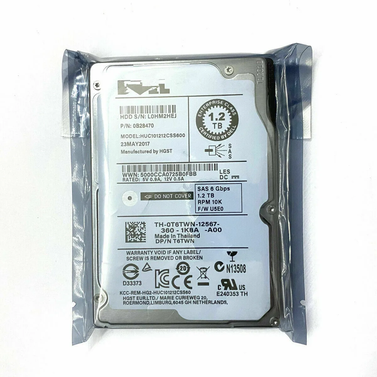 disco rigido de hdd para 0t6twn 12tb 6g 10k 25 sas t6twn huc1012css600 01