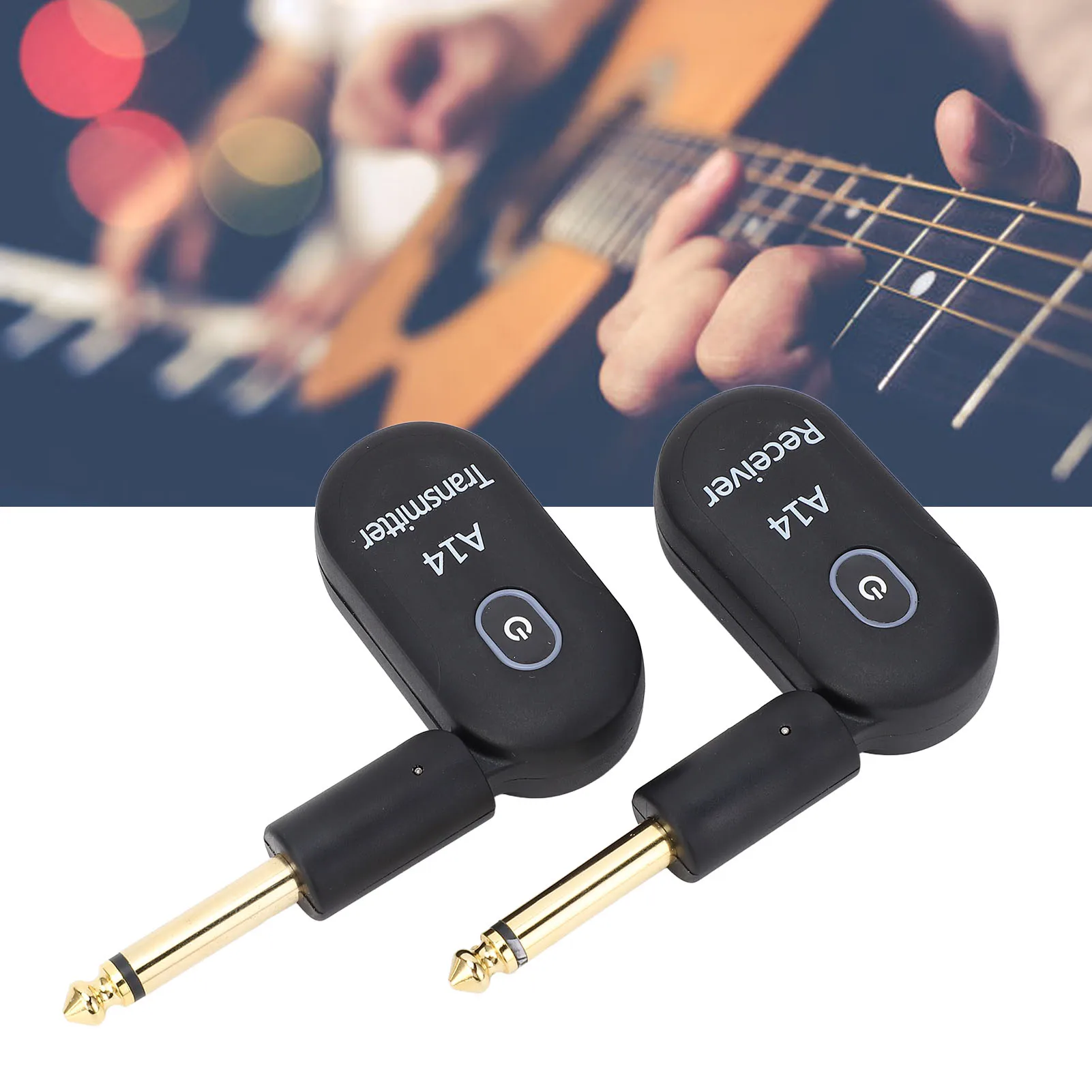 Sistema de guitarra inalámbrico, receptor transceptor eléctrico USB de 2,4 GHz, alcance de 100 pies A14 para bajo y violín con 6,35mm
