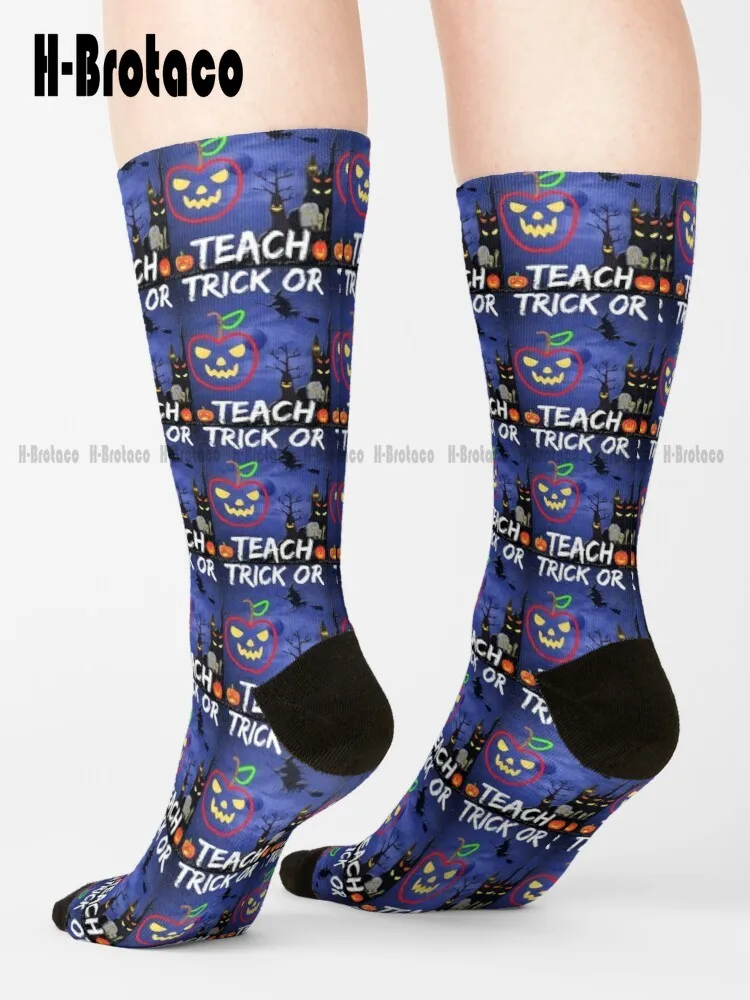 Trick Or Teach Cute Halloween Teacher  Socks Hiking Socks Women Ladies Sports Custom Gift Harajuku Retro Street Skateboard Socks