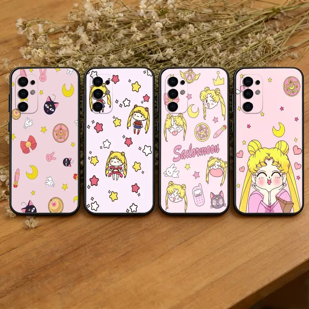 Anime S-Sailors M-Moons Phone Case Black Silicone Soft For Samsung S25,S24,S21,S22,S23,S30,Ultra,S20,Plus,Fe,Lite