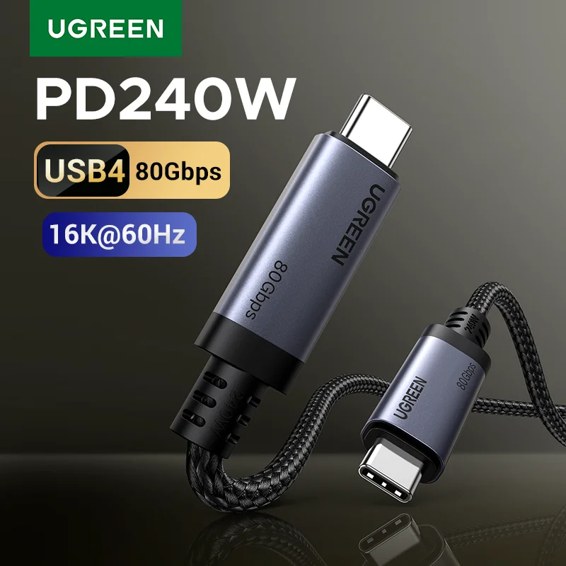 UGREEN USB4 Full Function USB-C Cable PD3.1 240W 80Gbps Data Transfer 16k60Hz Video Transfer for Monitor Laptop MacBook Dell HP