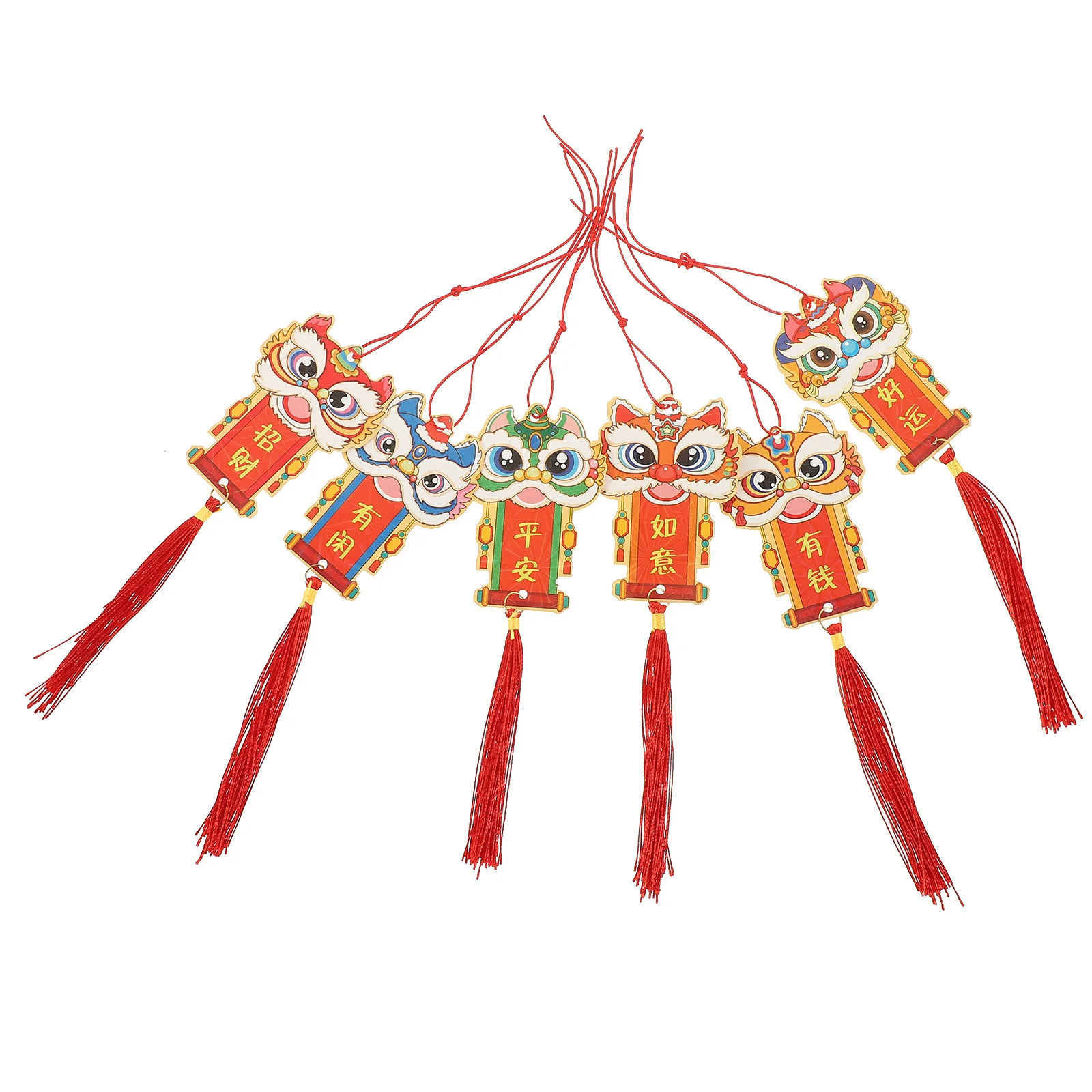 6 قطع من زينة السنة الجديدة على الطراز الصيني، زينة مهرجان قابلة لإعادة الاستخدام للمنزل، باب السيارة، ديكور الحفلات، زينة السنة الجديدة #2