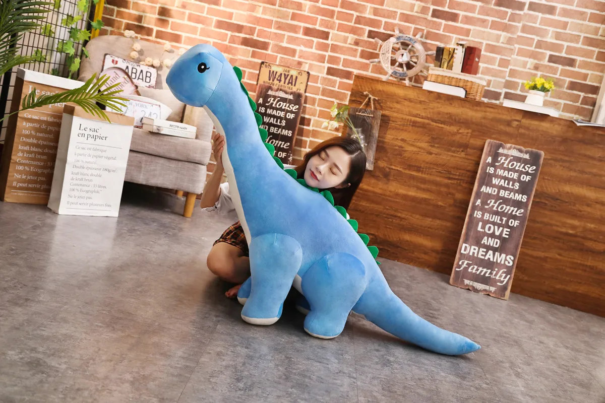 Peluche Dinosauro Gigante 80 Cm - Verde Morbido, Cuscino Corpo E Compagno Di Giochi Per Bambini E Ragazzi