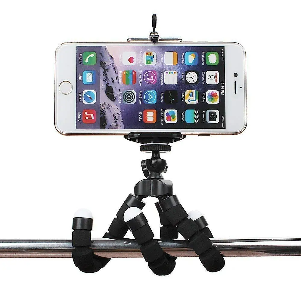 Mini mobile phone stand desktop three-legged black blue red sponge portable suitable for camera mobile phone live YouTube