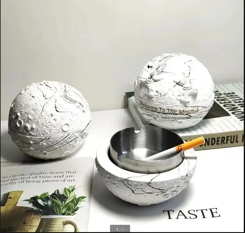 

Цементная пепельница с крышкой, противолетающая пепель для гостиной, настольная пепельница для лунной сигар, офисный домашний декор, подарок на день рождения парню