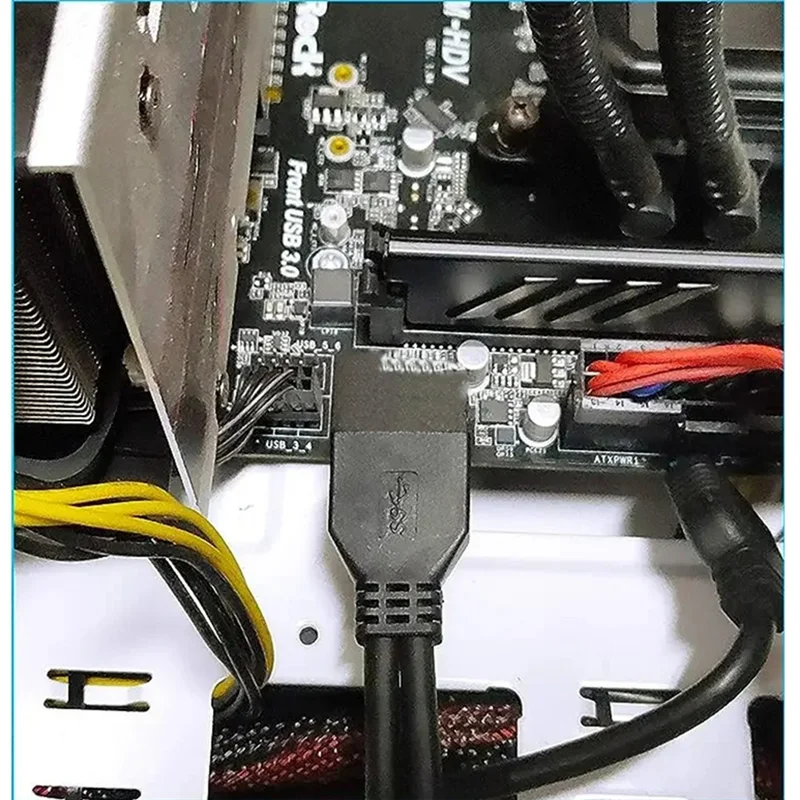 AED5-90 graus up/down ângulo usb 3.0 19/20pin para dupla USB-A fêmea porta adaptador cabo placa-mãe cabo de extensão interna