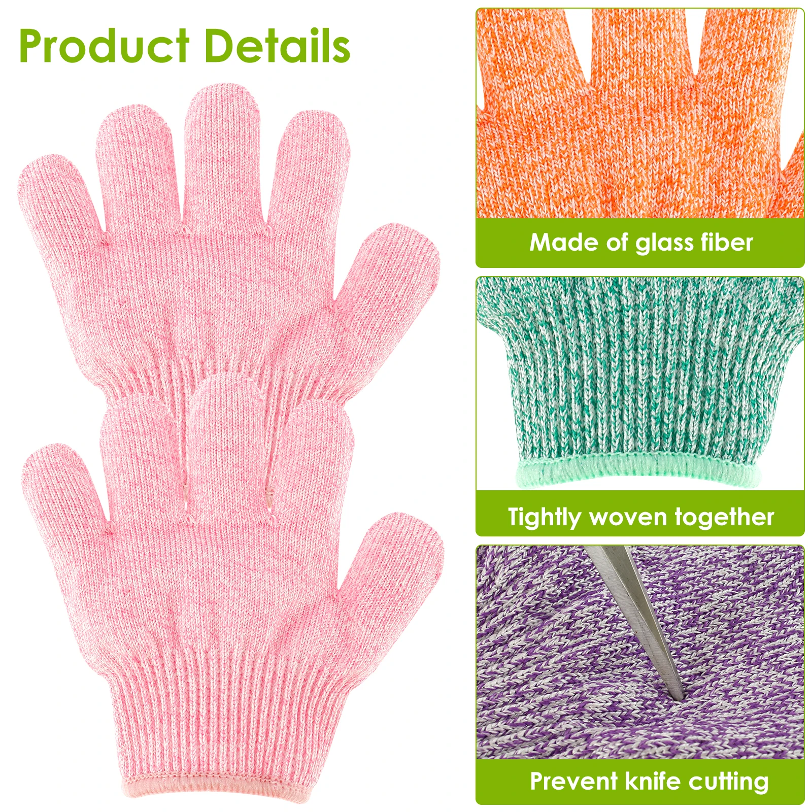 4Pc Kids Safety Anti Cut Gloves HPPE High-strength Level 5 Protection Cutting Gloves for Children Gardening and DIY Carving 14cm