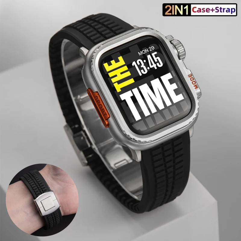 Band+Case for Apple Watch Ultra 3 49mm 44 45 46mm Sport Silicone Strap Metal Cover For iWatch 11/10/8/7/SE/6/5 Protector Bumper