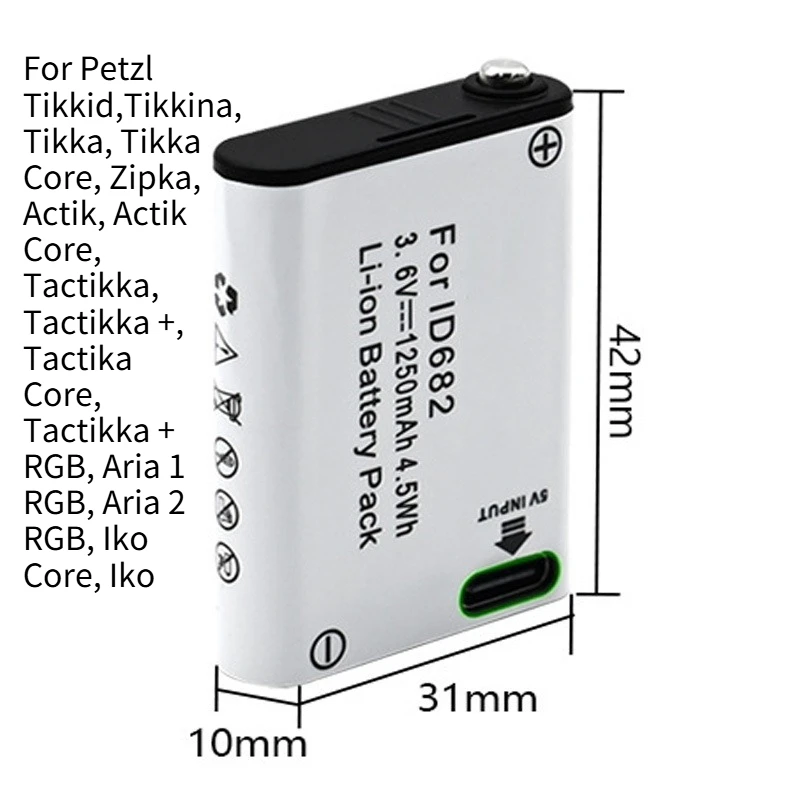 Applicable to Petzl Actik Core headlamp battery E99ACA 3.6V 1250mAh