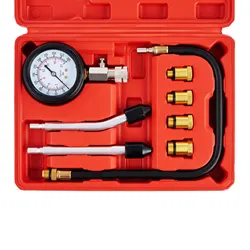 8PCS Professional Petrol Engine Compression Tester Kit 0-300 PSI Fuel Cylinder Pressure Gauge Tool Set for Car Truck Motorcycles