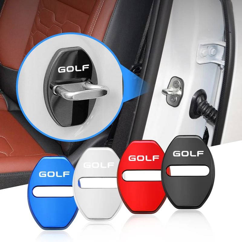 4PCS Car Door Lock Cover Stainless Steel Protection Accessories For Golf Volkswagen GTI Polo Passat Scirocco Jetta Tiguan Tharu