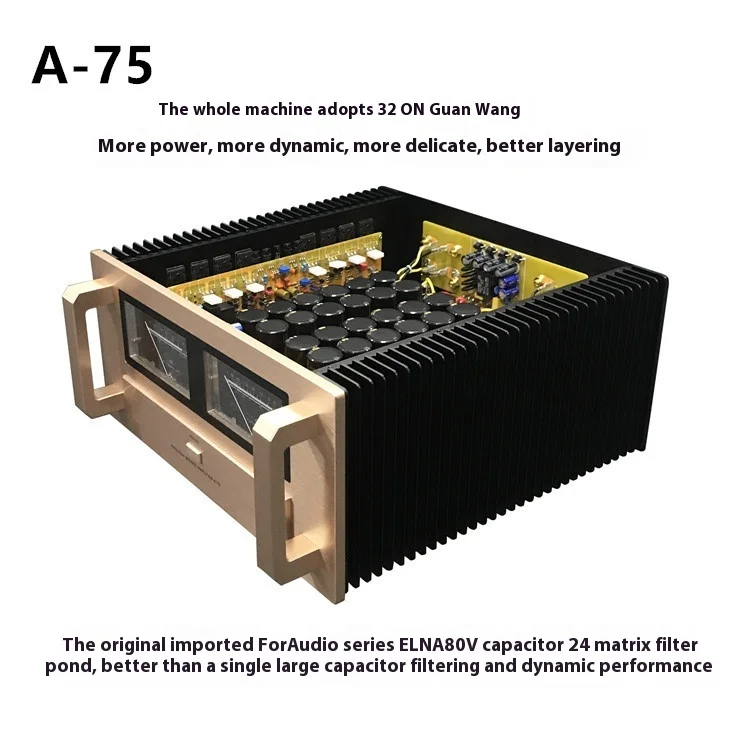 AMXEKR A75 120w*4 Class A Power Amplifier Bridge, 2-channel 240w*2 Balanced XLR High-power HIFI High-end Stereo Amplifier Audio