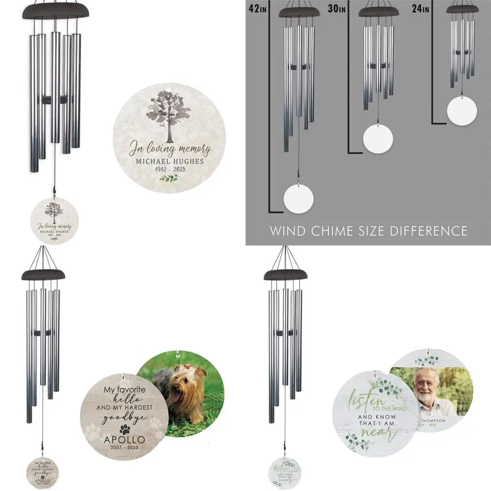 

30" custom sympathy wind chime - tree design, personalized memorial gift for loss