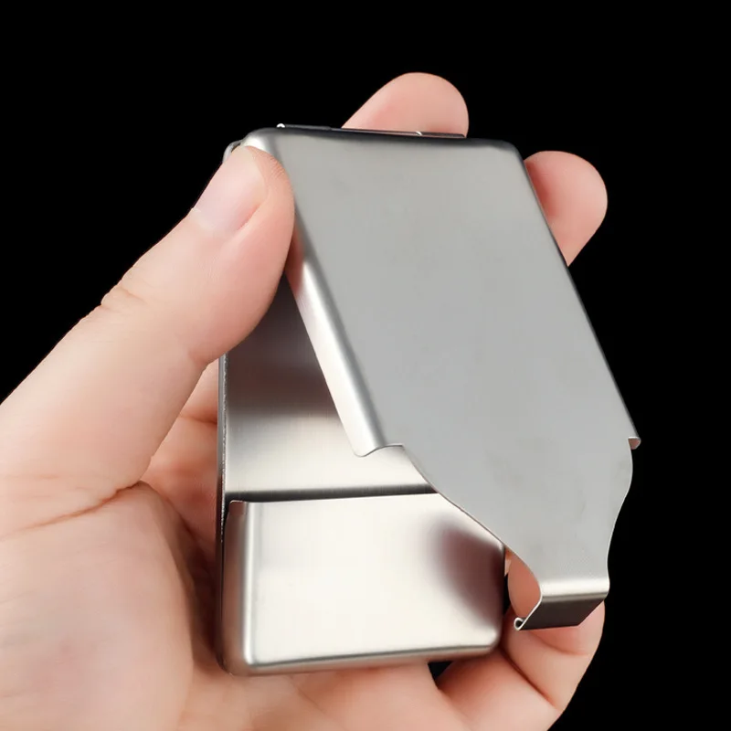 Durable Stainless Steel Cigarette Box With Flip-Top Design, Pocket-Style Pressure-Resistant Cigarette Holder, Smoking Accessory