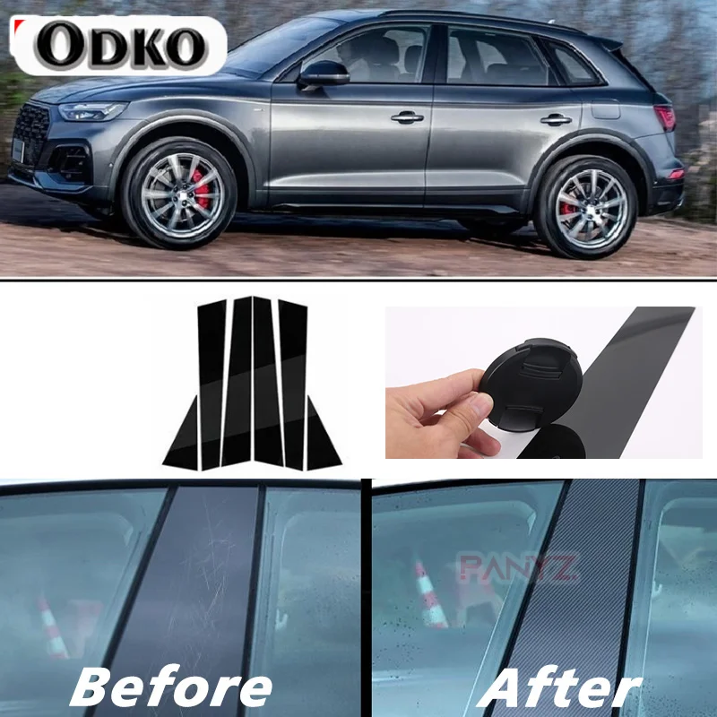 

Fit For Audi Q5 2011-2017 Gloss Black Polished Pillar Posts Window Trim Cover BC Column Sticker