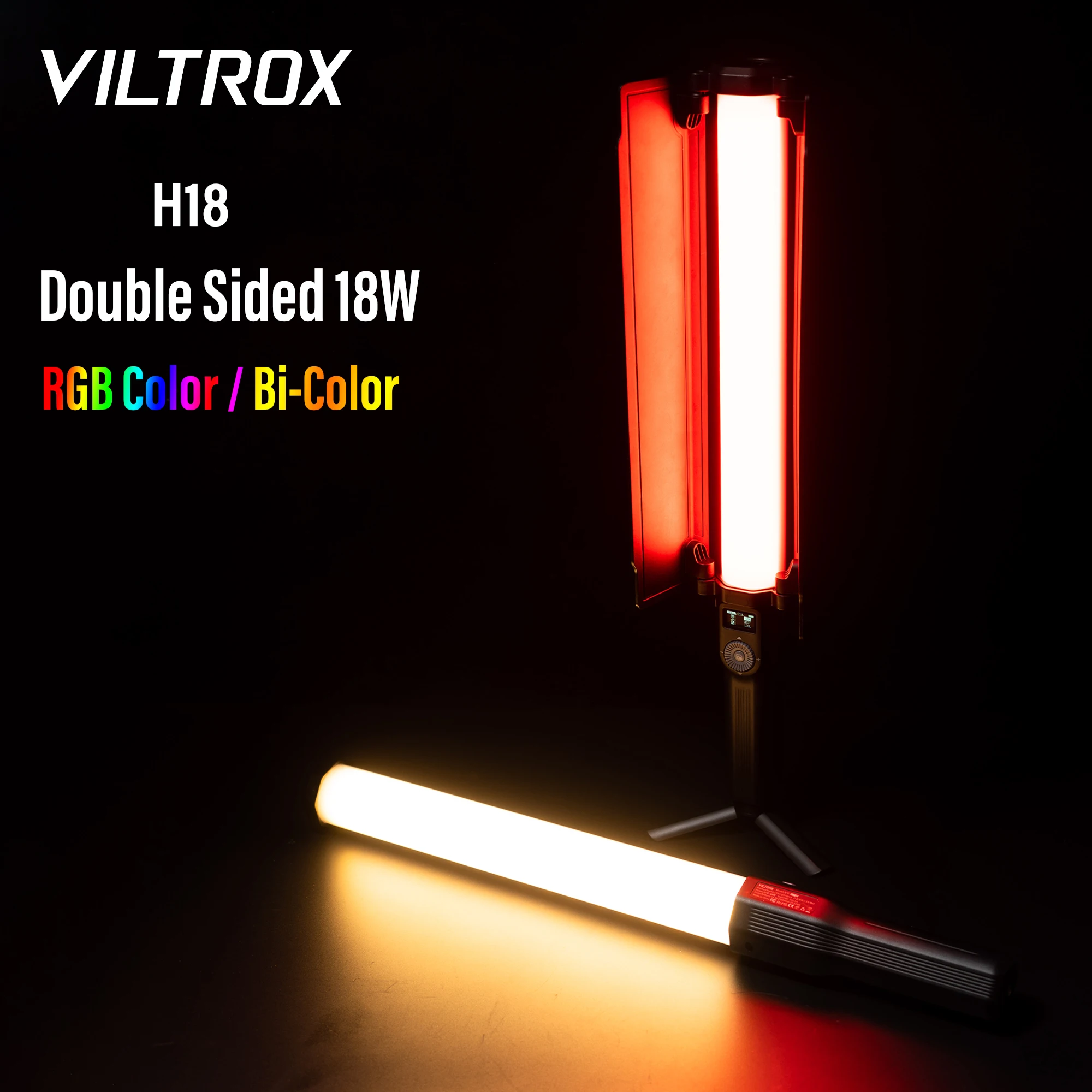 Viltrox H18 Double Sided 18W LED Light Stick Lighting Effects LED Handheld Lamp 2800K-6800K APP Control RGB Color and Bi-color