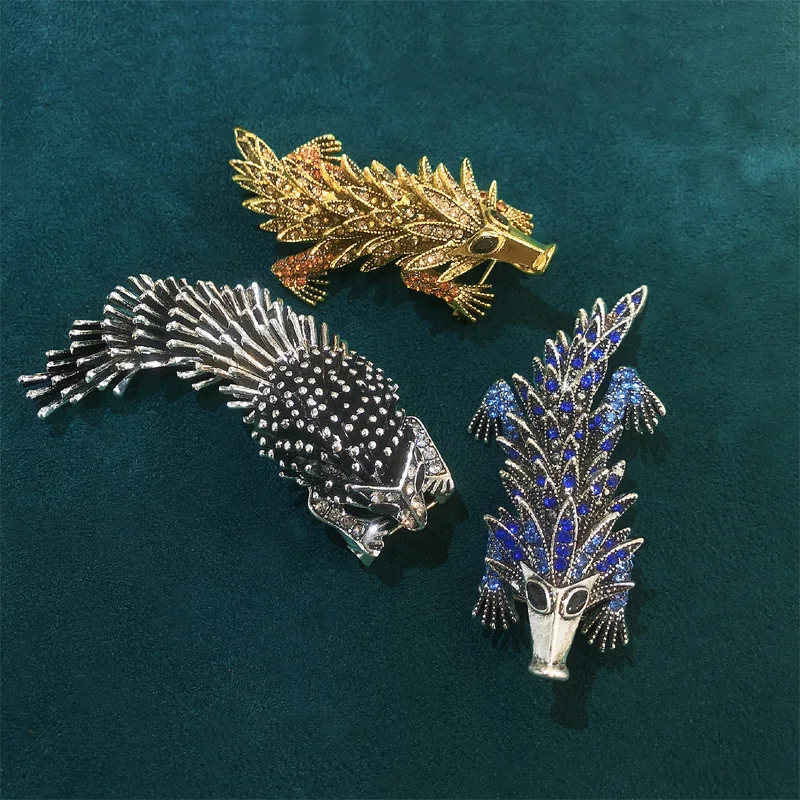 Morkopela Animal Brooch Enamel Pins Gold Pin Crystal Brooch Pangolin Luxury Jewelry High Quality Brooches For Women Banquet Gift