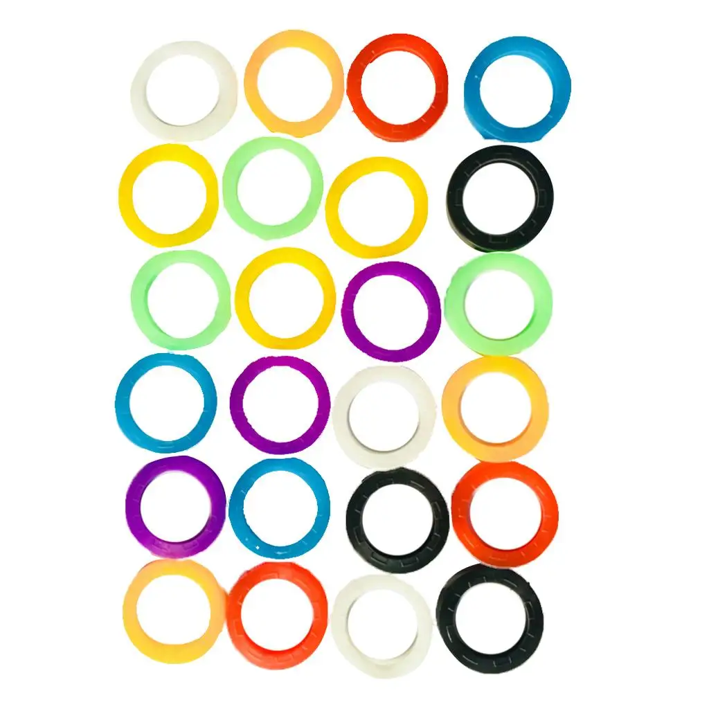 24 Pack Soft Silicone Key Top Head Covers Multicolor Circle Key Cap Tag ID Markers for Door Keys