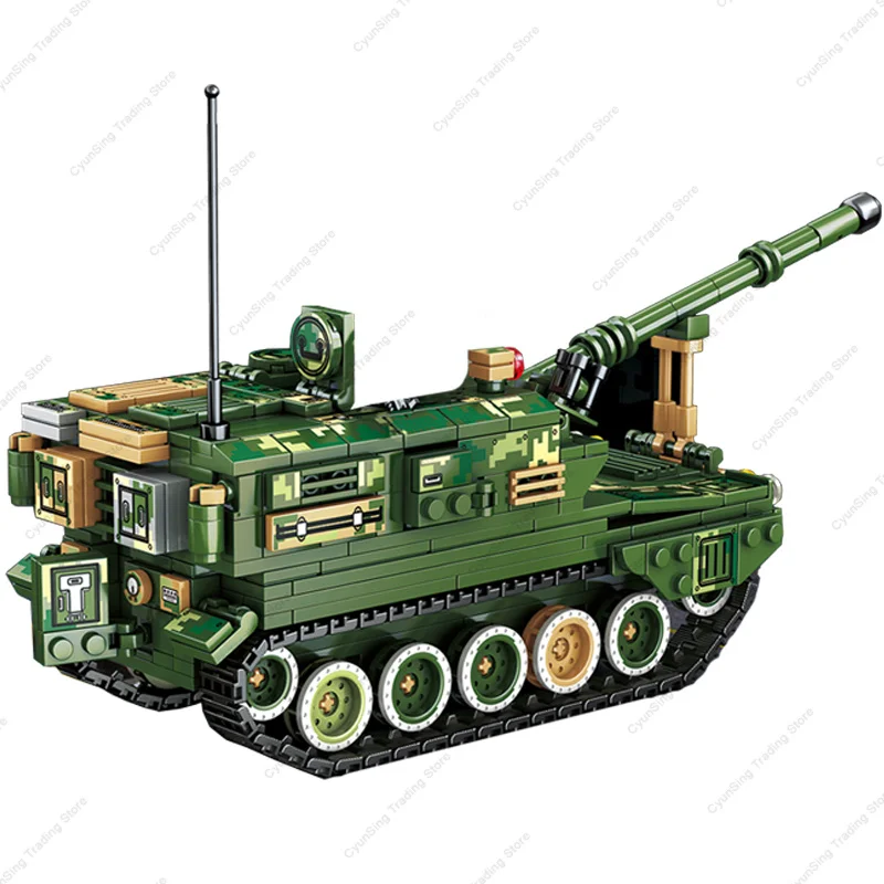 Ww2 Militär modell PLZ-05 selbst fahrende Haubitze Panzer Desktop-Dekoration Sammlung Ornamente Bausteine Weihnachts spielzeug