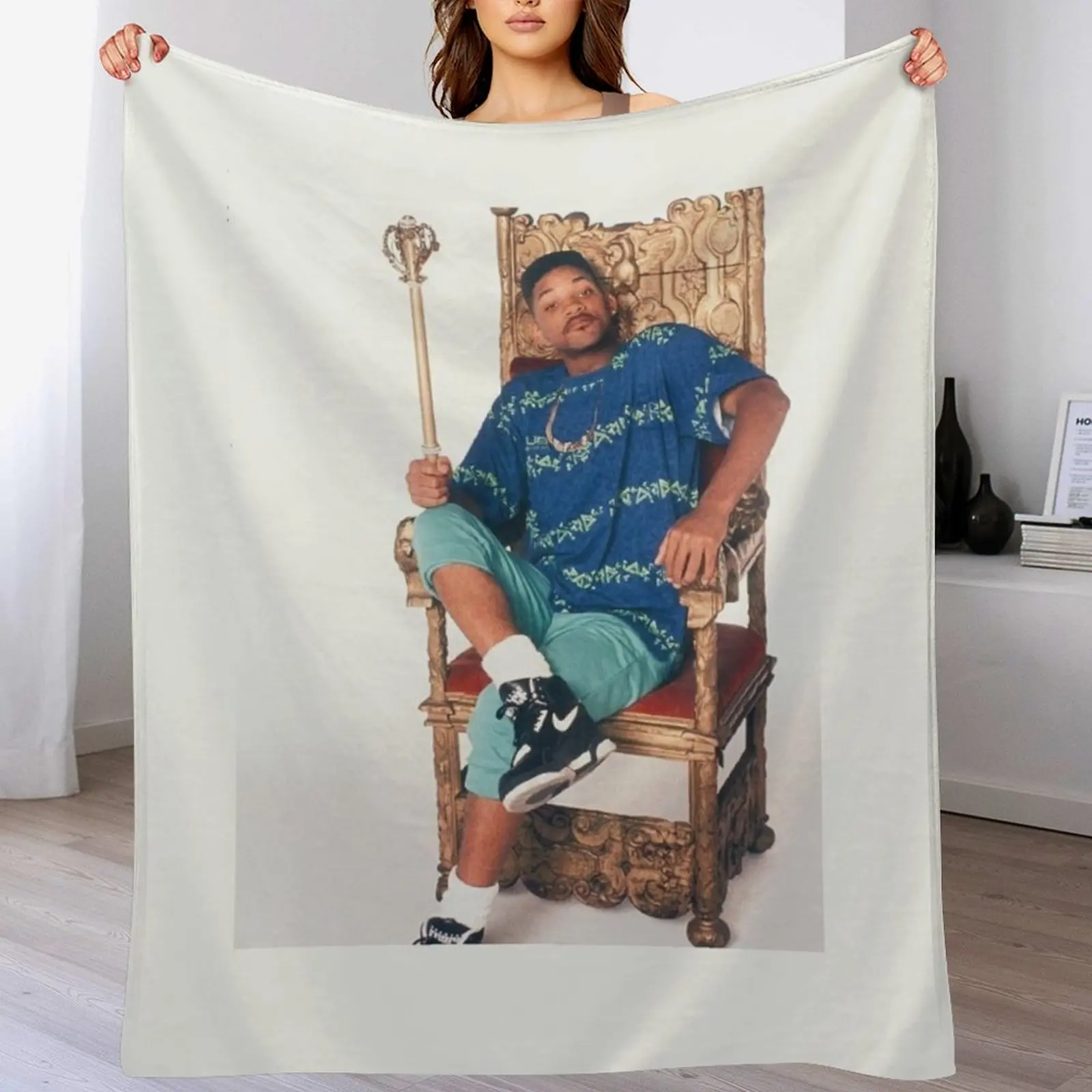 

New Will Smith on the throne Throw Blanket Thermal funny gift Blankets