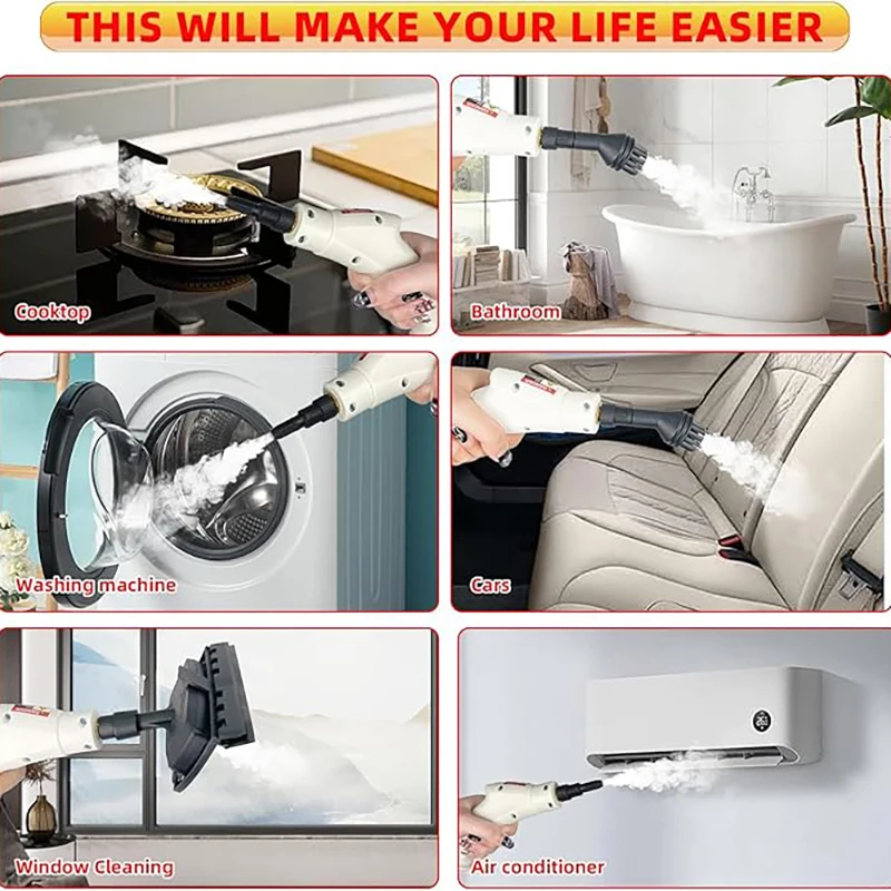 2500W Handheld Steam Cleaner High Temperature Couch Kitchen Hood Car Steaming Cleaner Household Window Glass Cleaning Machine