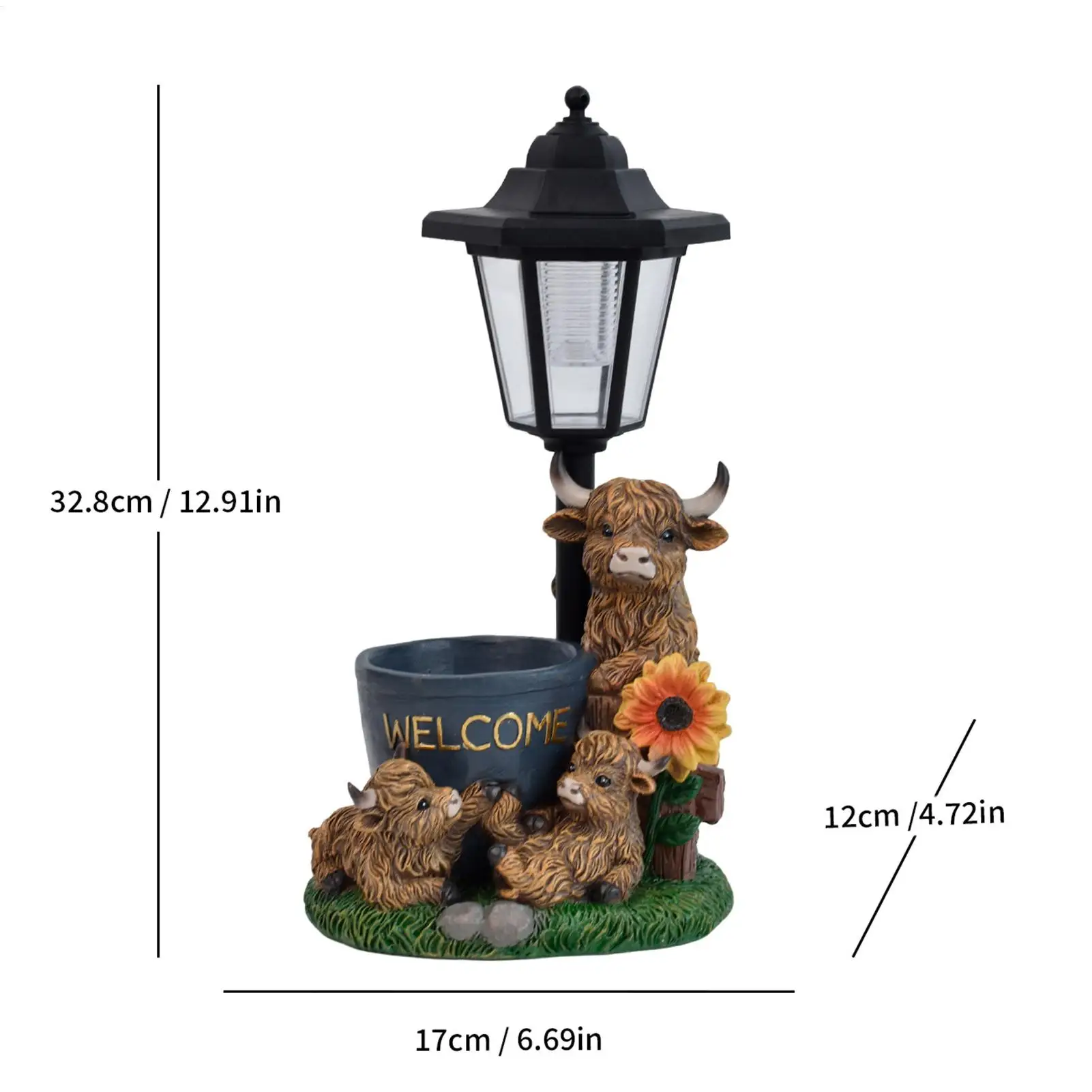 Solar Garden Animals Decorative Resin Cow Figurine Lighting Light Up Cow Sculpture For Lawn Balcony Porch Patio Farmhouse Home - view 6