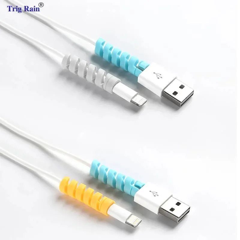 Cable protector Data Line Silicone Spiral Bobbin winder Protective For iphone Samsung Android USB Charging earphone Case Cover