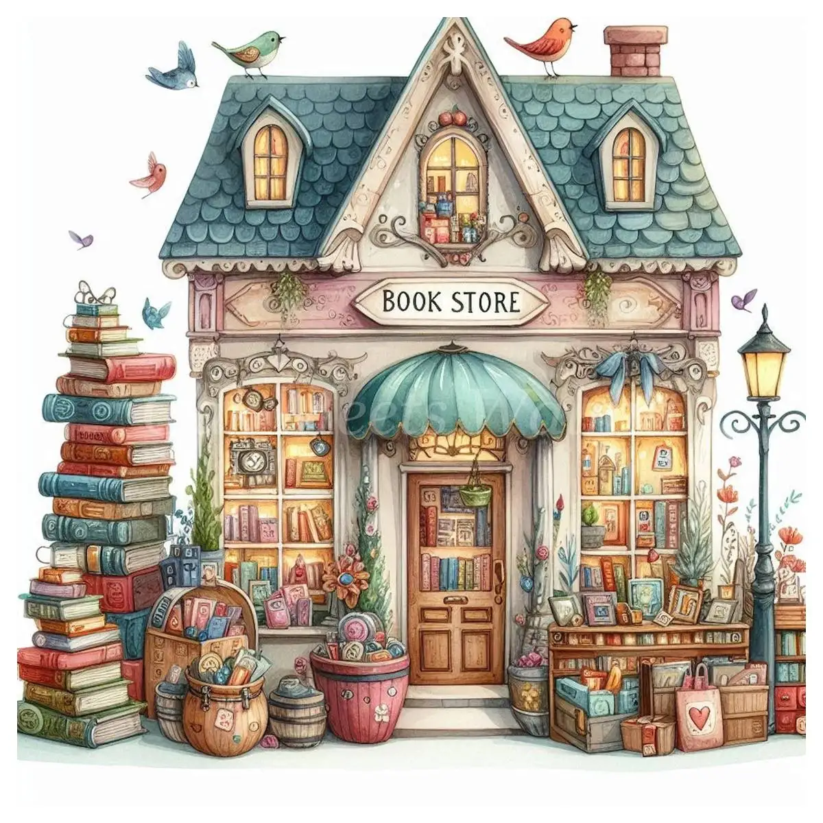 

Маленький книжный магазин 30X30 см/11,8 дюйма, набор для вышивки крестом «сделай сам», 11CT/14CT, вышивка и творчество, эко-хлопковая нить «сделай сам»