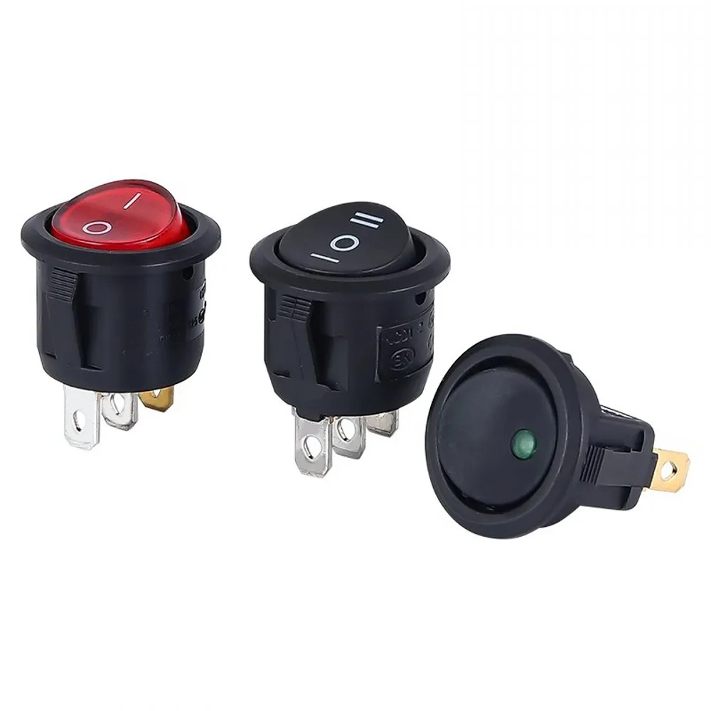 100 Stück EIN/AUS Runder Wippschalter LED-Beleuchtet Auto-Armaturenbrett Boot Van 12V KCD1 20MM 6A 250V / 10A 125V 2/3/4-PIN Schalter – Detail 3