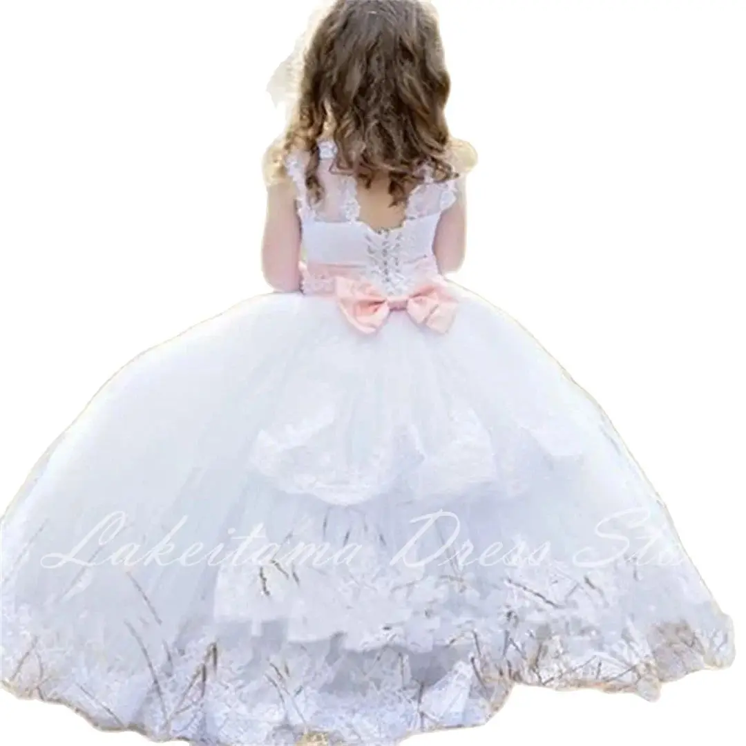 Festzug niedlichen Blumen mädchen Kleider für Hochzeit Spitze Prinzessin formell für kleine Braut heilige Vestidos de Primera Erstkommunion